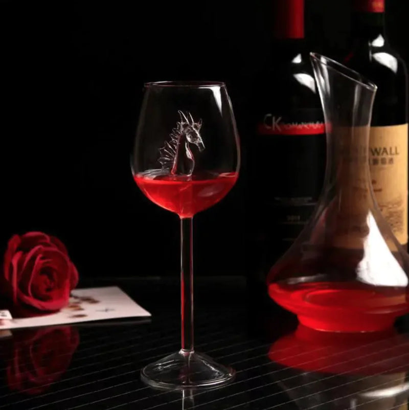 Shark Inside Red Wine Glass - The Snow Owls