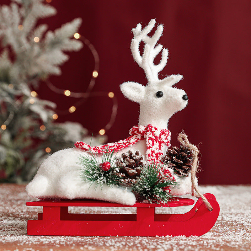 Christmas Snowman Sled Elk Squirrel Polar Bear Decorations Desktop Ornaments