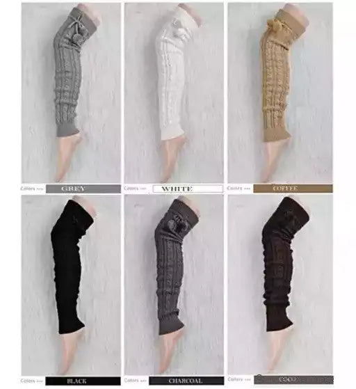 POMPOM LOVE Adorable Knee High Socks - The Snow Owls