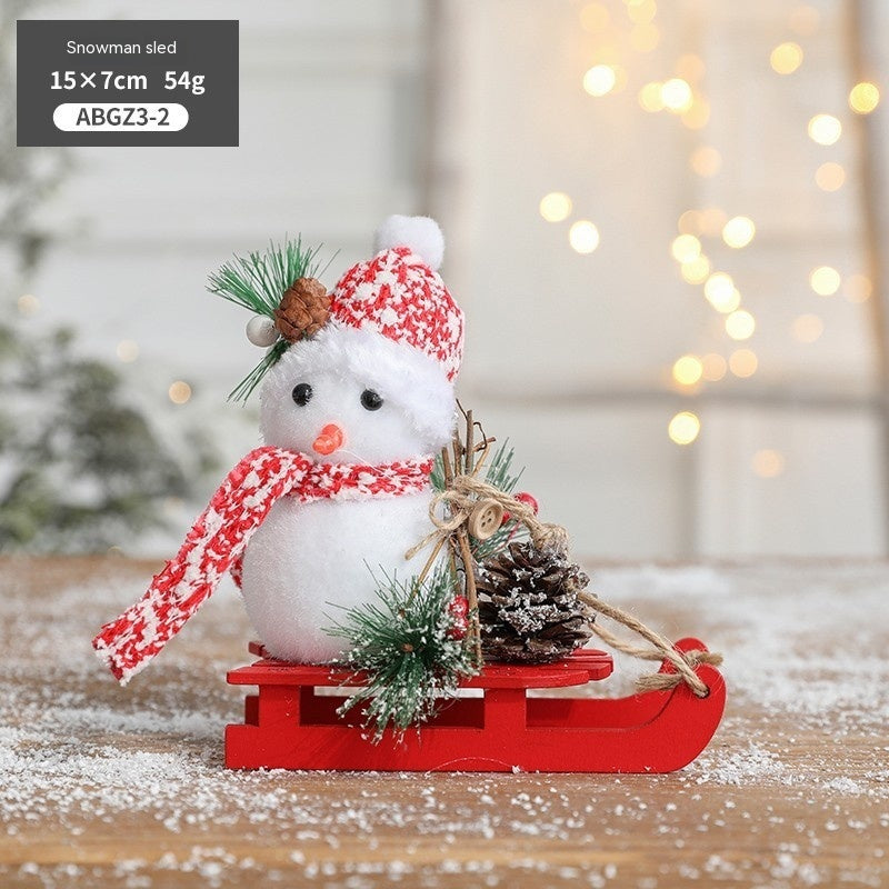 Christmas Snowman Sled Elk Squirrel Polar Bear Decorations Desktop Ornaments