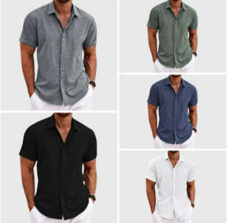 V-Neck Cotton Linen Shirt