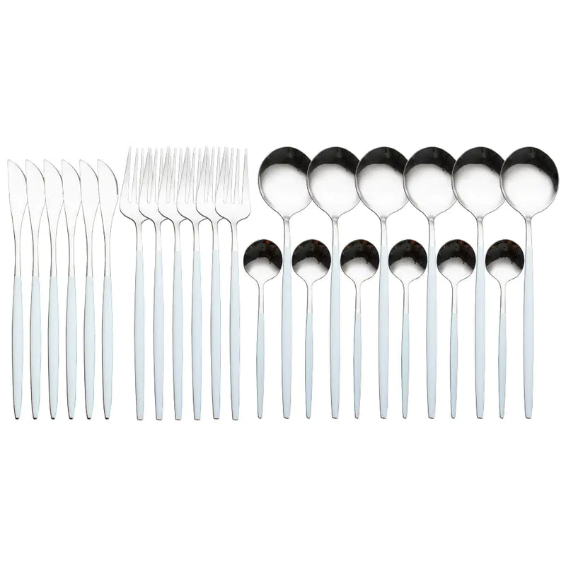 24pcs Gold Stainless Steel Cutlery Set - The Snow Owls