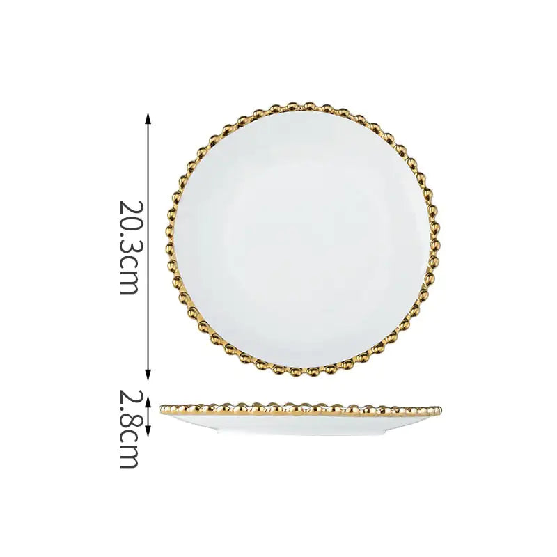 Nordic Gold Bead Ceramic Dinner Plates - The Snow Owls