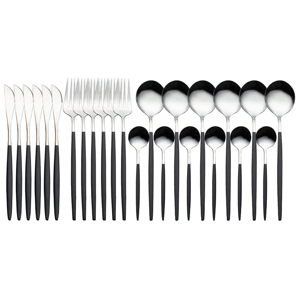 24pcs Gold Stainless Steel Cutlery Set