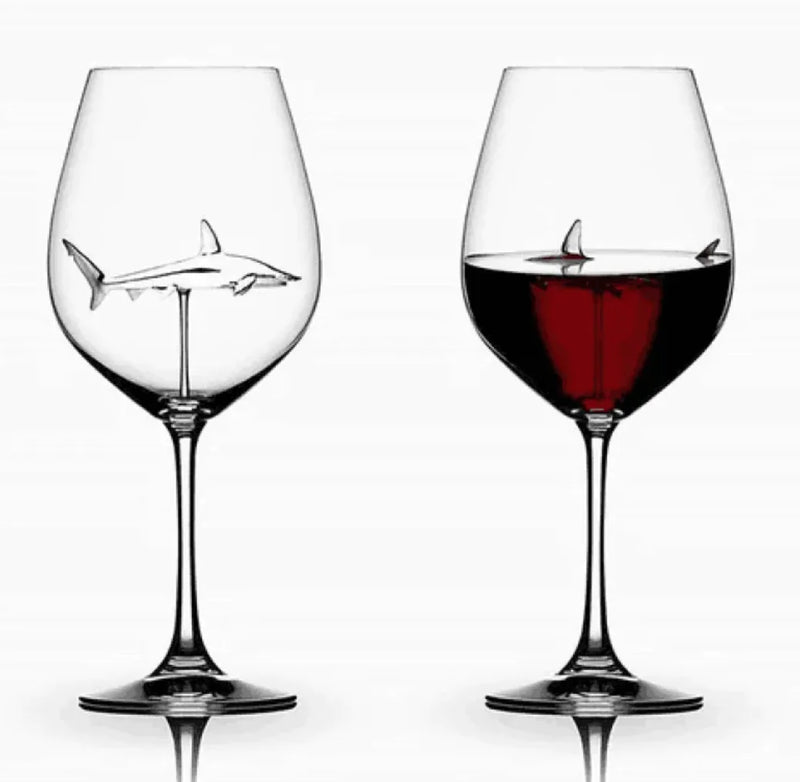 Shark Inside Red Wine Glass - The Snow Owls