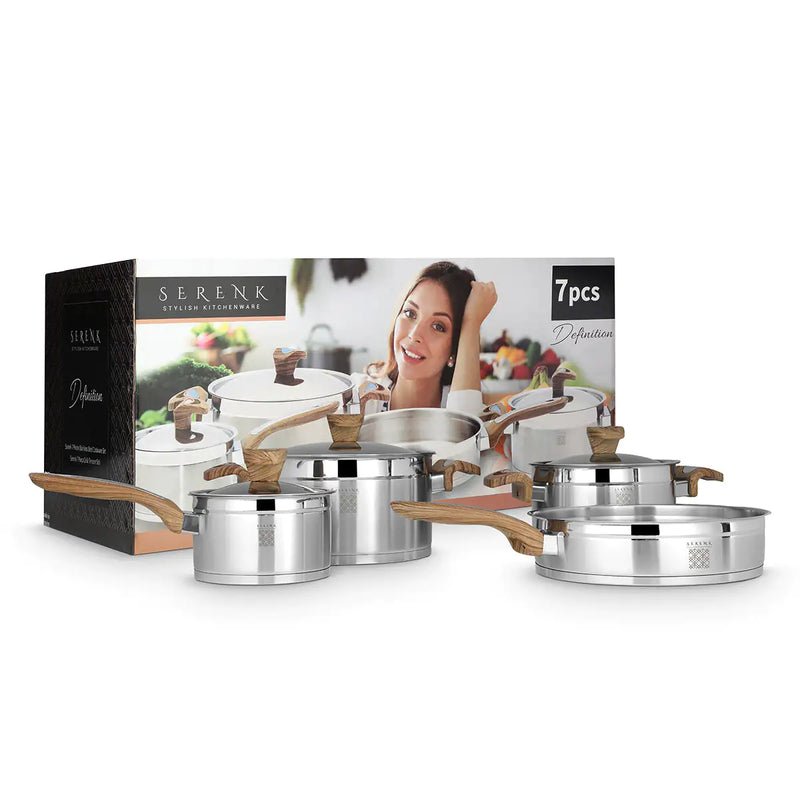 Serenk Definition Stainless Steel 7 Pieces Cookware Set - The Snow Owls