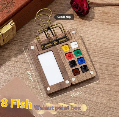 Mini Watercolor Color Box Acrylic Box Portable Portable Journal Book Sketch Travel Painting Picture Book - The Snow Owls
