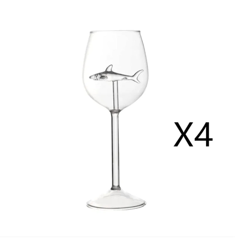 Shark Inside Red Wine Glass - The Snow Owls