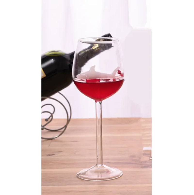 Shark Inside Red Wine Glass - The Snow Owls