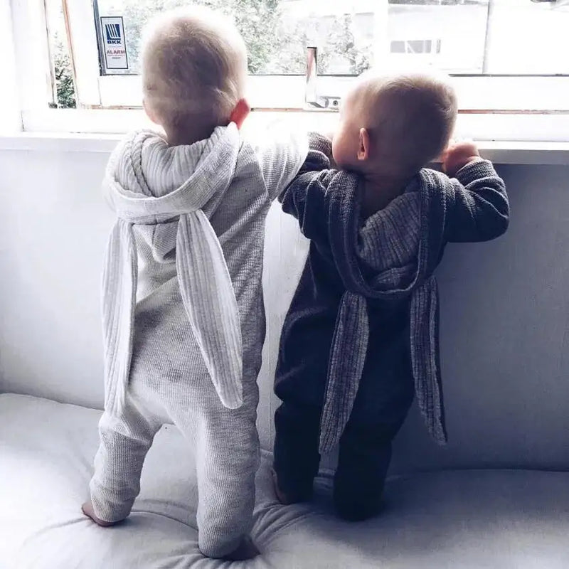 Rabbit Ear Hooded Baby Rompers - The Snow Owls