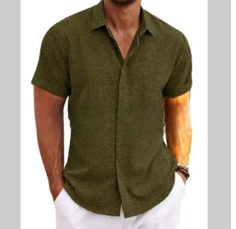 V-Neck Cotton Linen Shirt