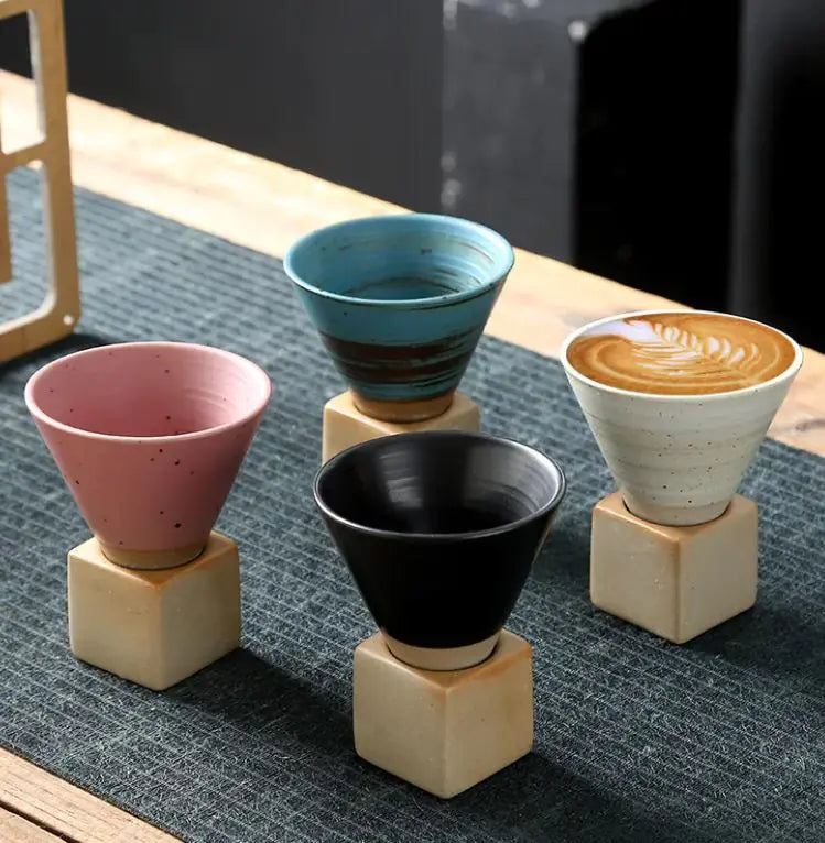 Stoneware Espresso Cup Creative With Base Vintage Ceramic - The Snow Owls