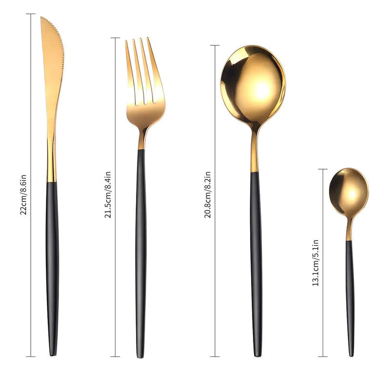 24pcs Gold Stainless Steel Cutlery Set - The Snow Owls