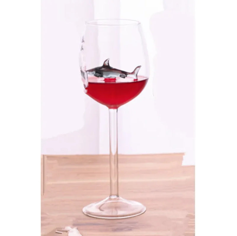 Shark Inside Red Wine Glass - The Snow Owls