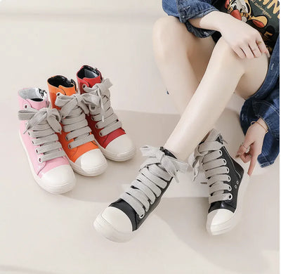 College Style Small Leather Boots - The Snow Owls