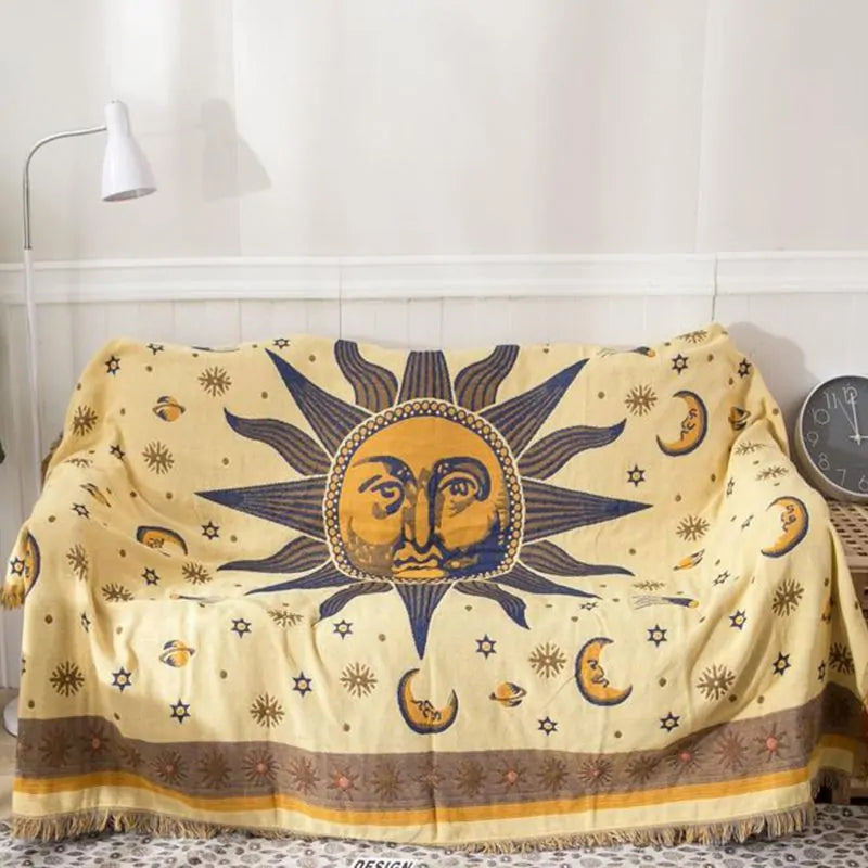 Sun Moon Stars Sofa Blanket - The Snow Owls