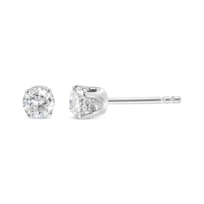 14K White Gold 1/2 Cttw 4-Prong Set Brilliant Round-Cut Solitaire Lab Grown Diamond Push Back Stud Earrings (F-G Color, VS2-SI1 Clarity)