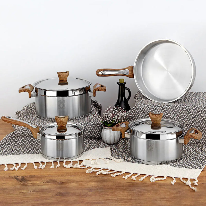 Serenk Definition Stainless Steel 7 Pieces Cookware Set - The Snow Owls