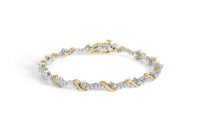 10K Yellow and White Gold 2.00 Cttw Diamond "S" Link 7" Bracelet (H-I Color, I2-I3 Clarity) - The Snow Owls