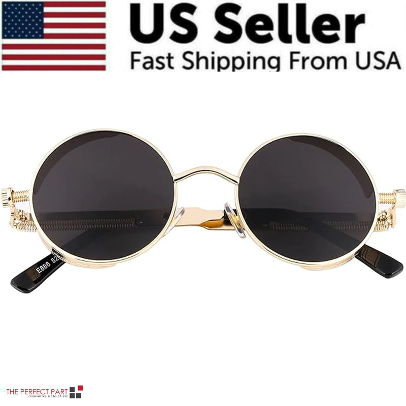 Retro Round Polarized Sunglasses Men Women Vintage Gothic Steampunk Glasses - The Snow Owls