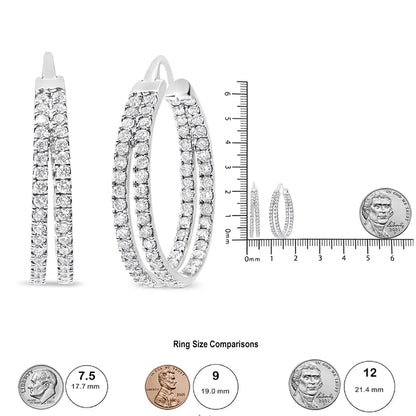 10K White Gold 1 1/2 Cttw Lab Grown Diamond Inside Out Double Row Split Criss Cross 3/4" Inch Hoop Earrings (G-H Color, SI1-SI2 Clarity)