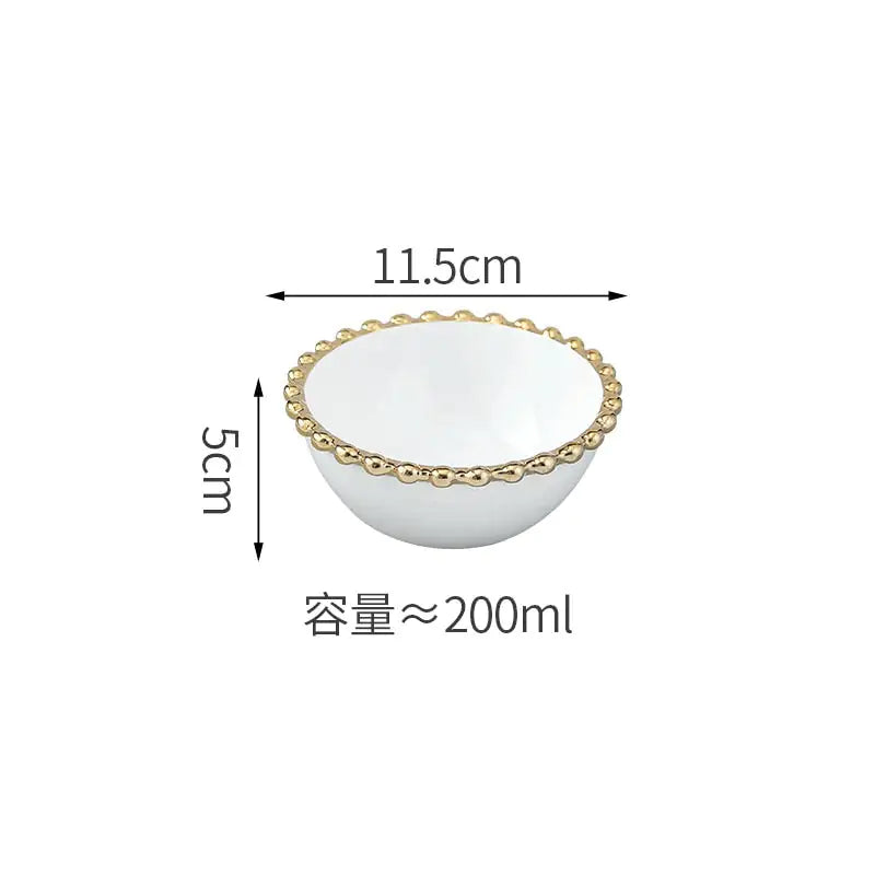 Nordic Gold Bead Ceramic Dinner Plates - The Snow Owls