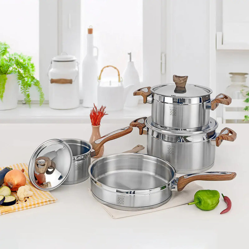 Serenk Definition Stainless Steel 7 Pieces Cookware Set - The Snow Owls