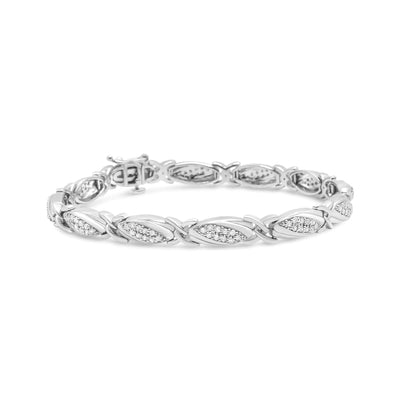 .925 Sterling Silver 1.00 Cttw Round Diamond X-Link Bracelet (I-J Color, I2-I3 Clarity) - Size 7.25" - The Snow Owls